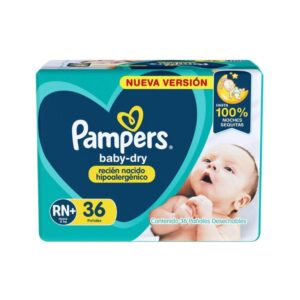 pampers baby dry recién nacido rn+ hasta 6 kg