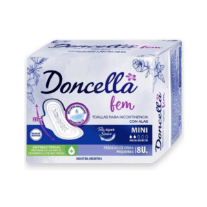 toallas fem para incontinencia con alas doncella x 8 unidades