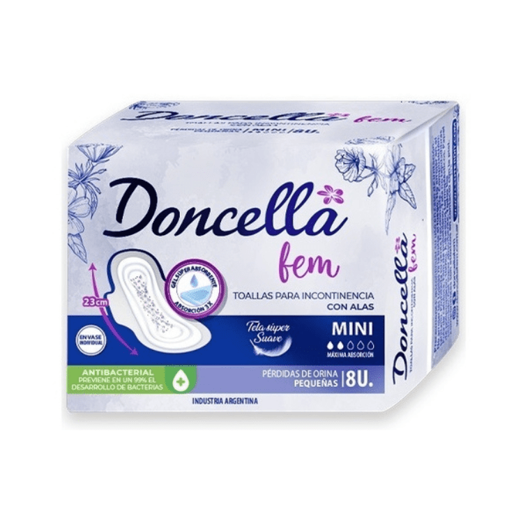toallas fem para incontinencia con alas doncella x 8 unidades toallas fem para incontinencia con alas doncella x 8 unidades